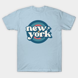 Vintage New York Sunset Seal // Retro City Emblem for New York T-Shirt